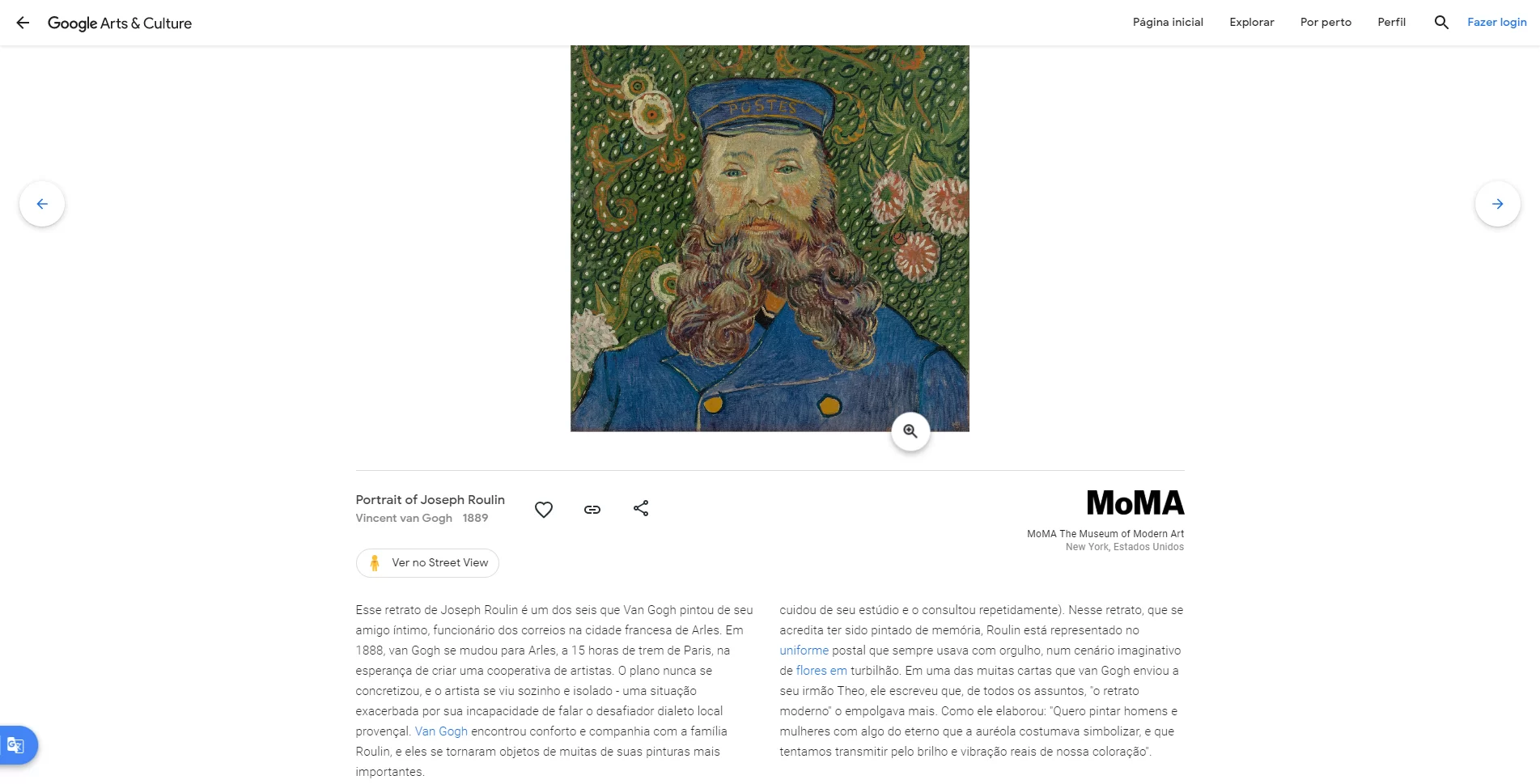 retrato de joseph roulin van gogh 1889 museu de arte moderna de nova york moma virtual google designe