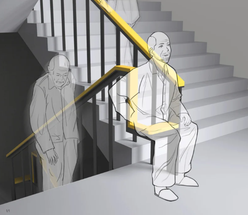 Simples redesenho do corrimão ajuda idosos a descansarem ao subir escadas