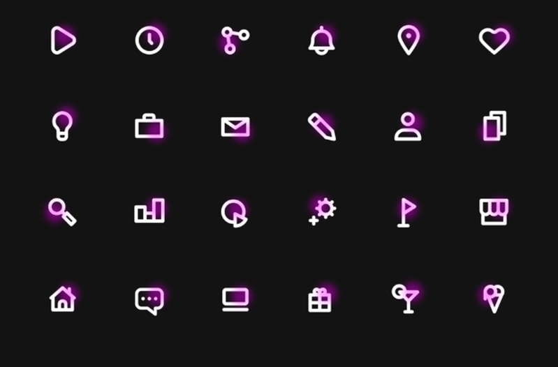  icones-neon-estilo-solido-designe