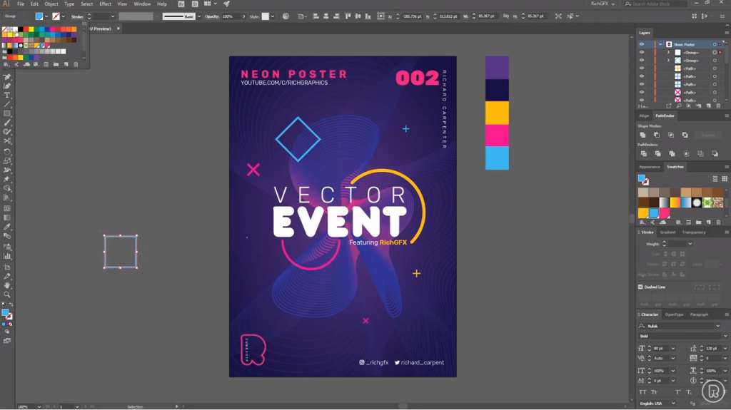 tutorial design grafico photoshop poster efeito neon designe 10 Melhores Tutoriais de Design que você precisa conhecer