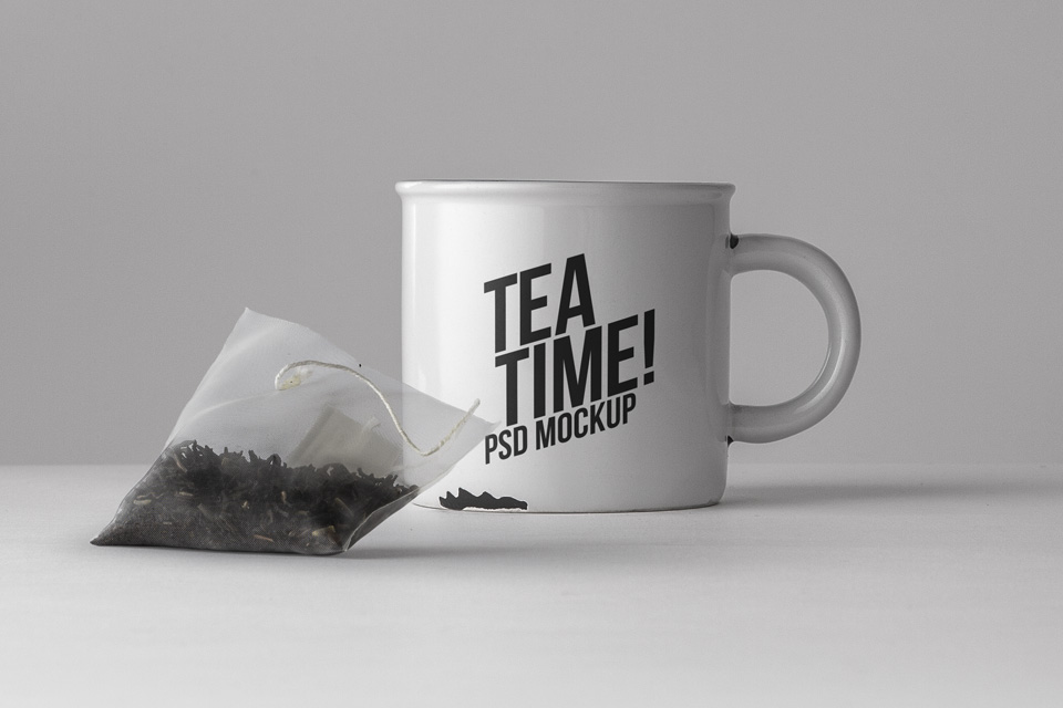 005 tableware tea cup bag psd free mockup