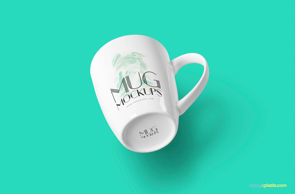 coffee cup mock up flying hovering gravity designe