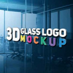 Free 3D Glass Logo Mockup (PSD)