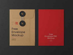Free Front Envelope With String Mockup (PSD)