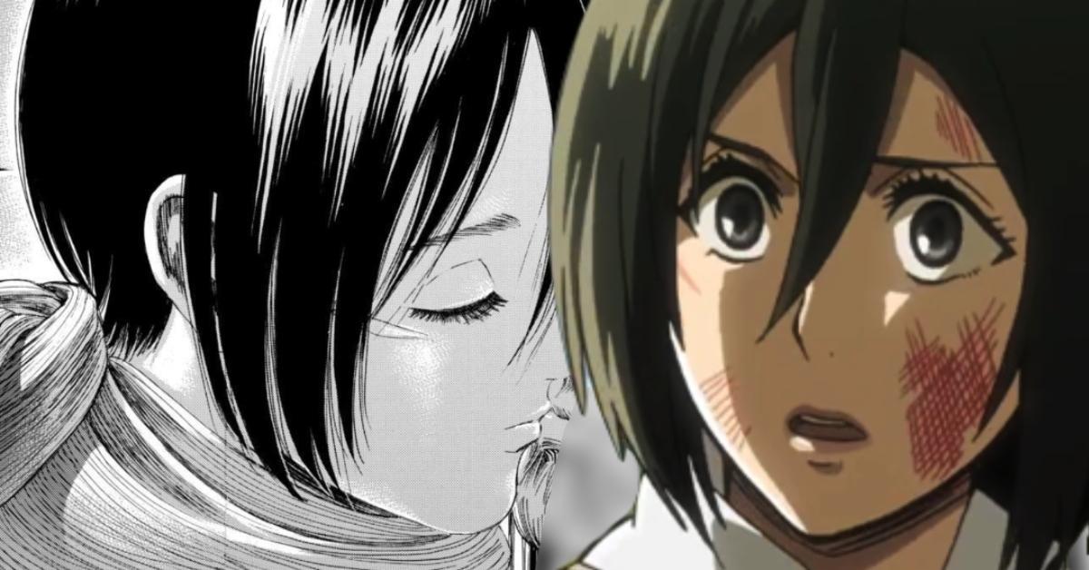 Eren e Mikasa em Attack on Titan: Final de capítulo revela beijo de Mikasa