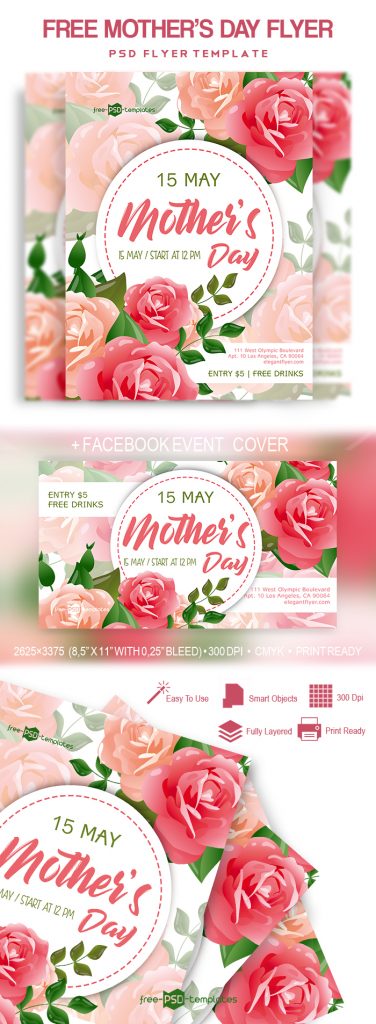 FREE MOTHERS DAY FLYER IN PSD WITH FACEBOOK COVER BANNER