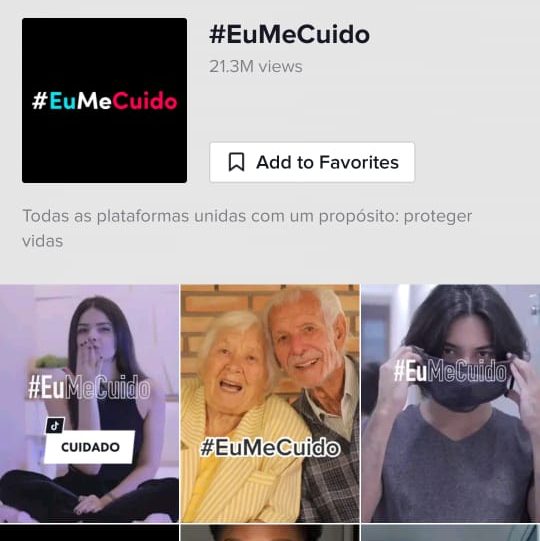 Redes sociais se unem em campanha #EuMeCuido campanha contra Covid-19.