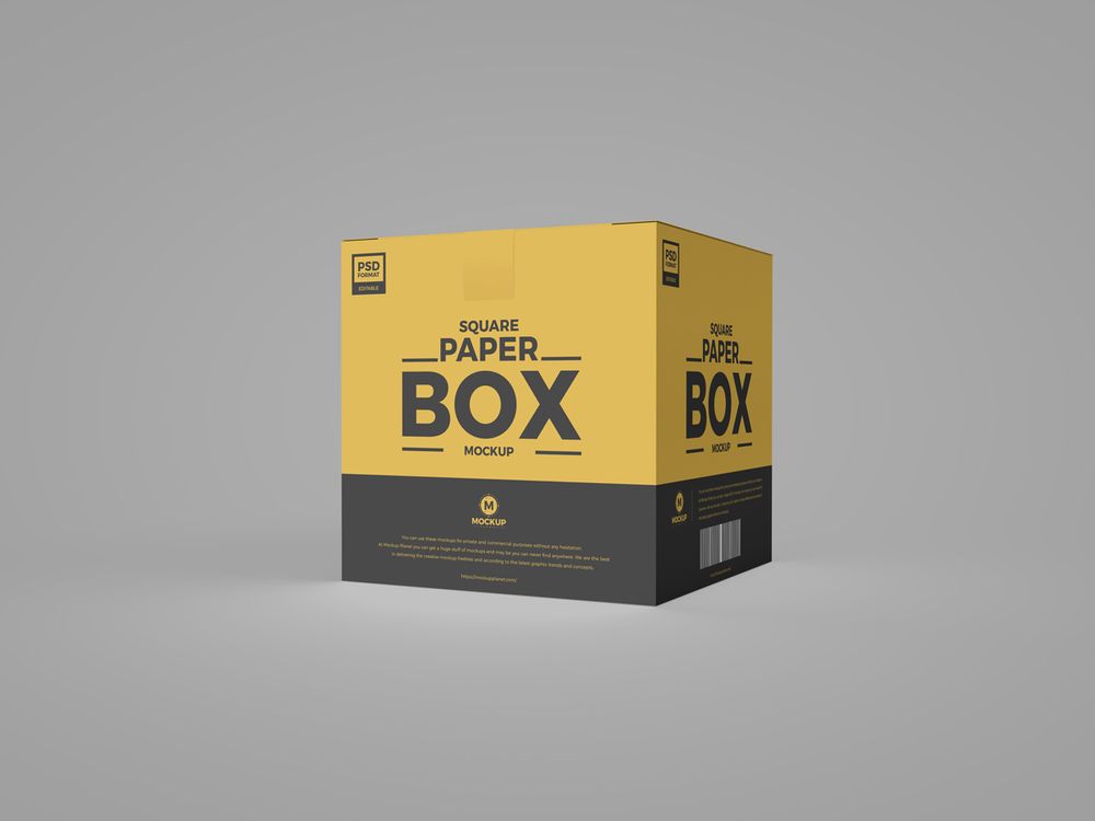 Free Square PSD Paper Box Mockup 1 35 Box Mockups / Mockups de Caixa Grátis