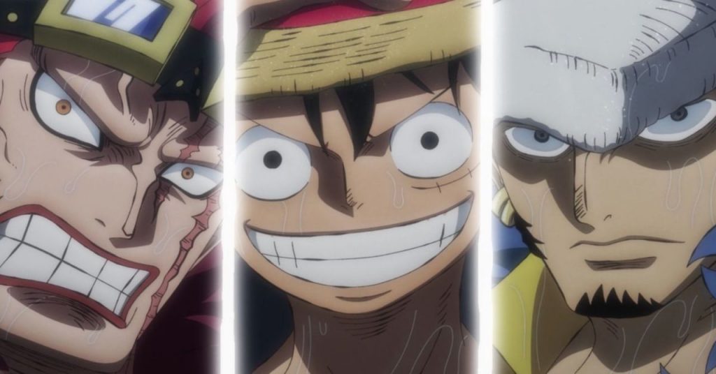 One Piece episodio 977 anime Luffy, Kid e Law