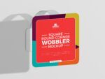 Mockup de Wobbler com Cantos Redondos em Quadrado Livre 10 Wobbler Mockups Grátis: Baixe e Personalize Designs Impressionantes
